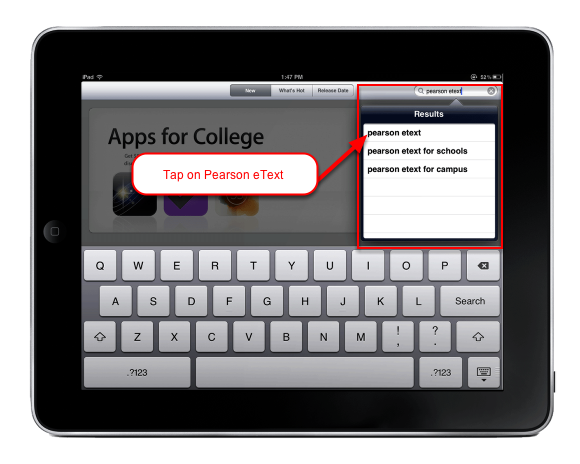 Search for the Pearson eText